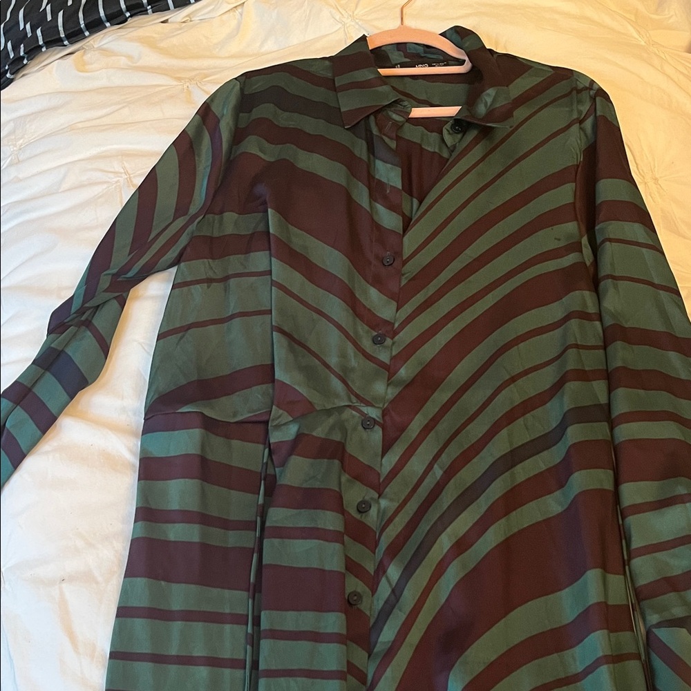 Mango Teal And Black Striped Dress - image 4